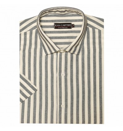Camisa de lino a rayas M/C
